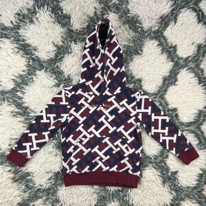 Tommy Hilfiger Kids Boy Multi-Color Monogram Print Hoodie Sweatshirt Size XS 4-5